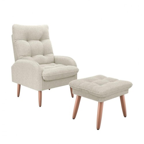 Butaca 1 Cuerpo Living + Puf - Nantes Beige