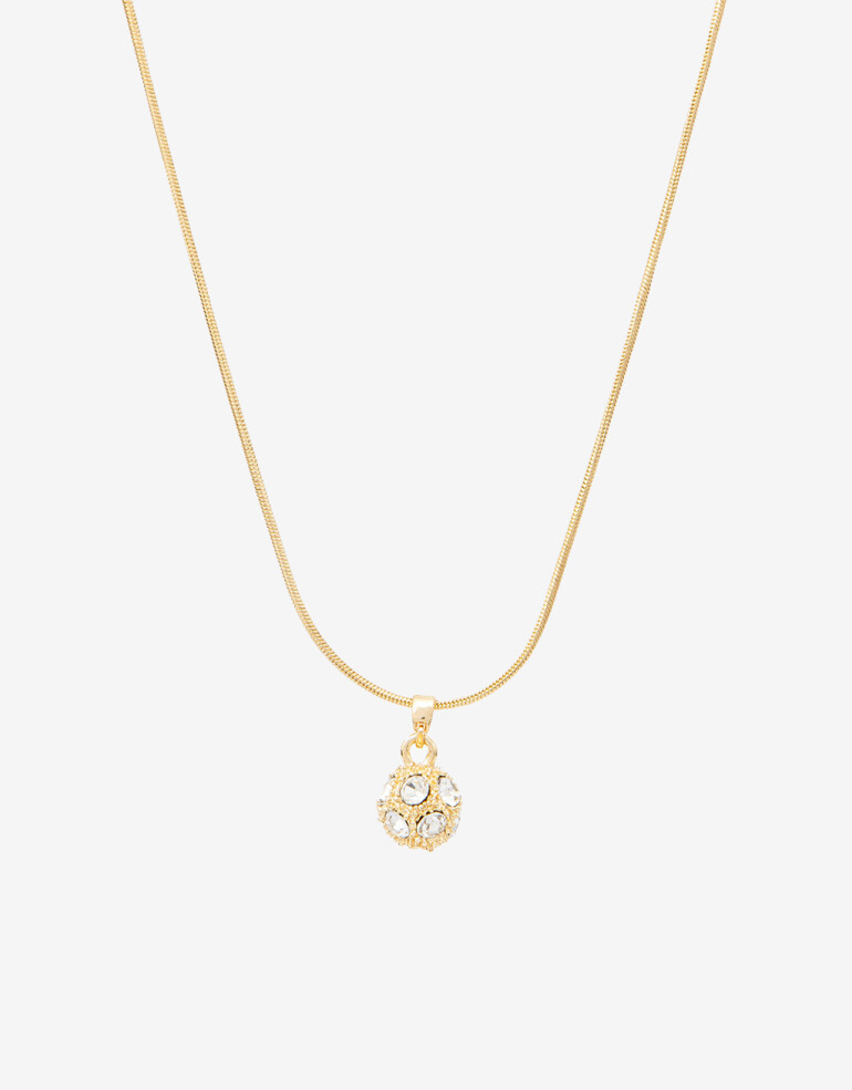Cadena Corta con Dije Strass Collar Con Esfera Strass - Cristal