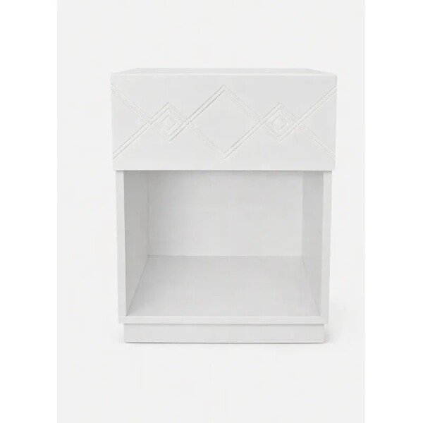 Mesa de luz blanca con 1 cajón - MERCADERIA CON DETALLES Mesa de luz blanca con 1 cajón - MERCADERIA CON DETALLES