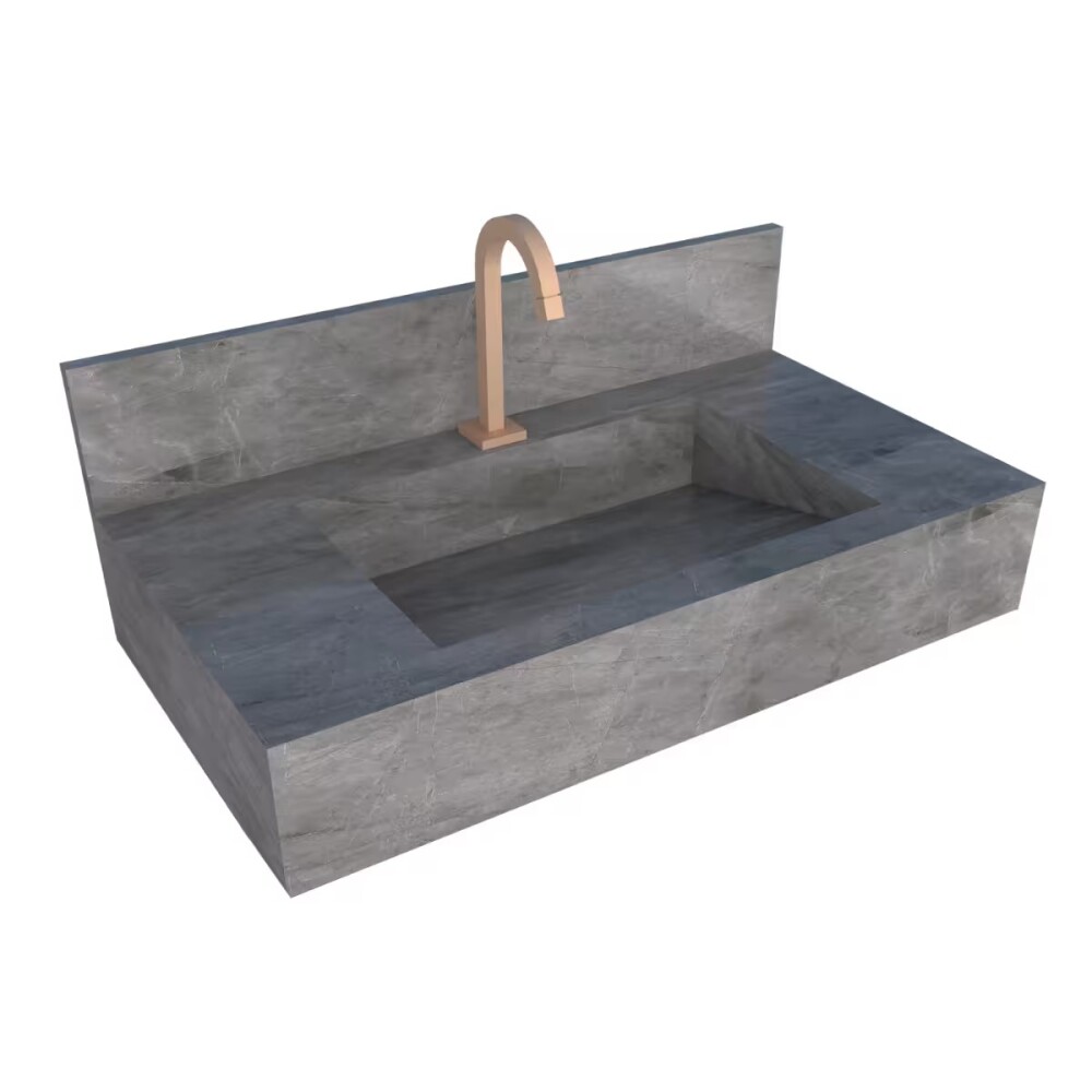 Mueble de baño suspendido de porcelanato gris Milano 84 cm con bacha incorporada Mueble De Baño Suspendido De Porcelanato Gris Milano 84 Cm Con Bacha Incorporada