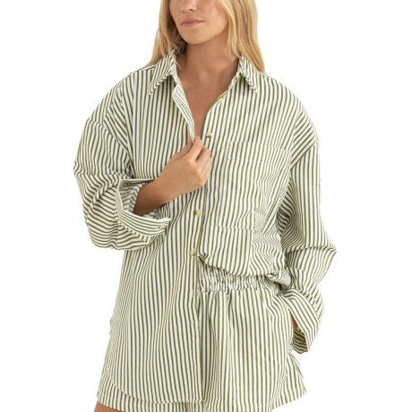Camisa Rhythm Cove Stripe Long Sleeve Verde