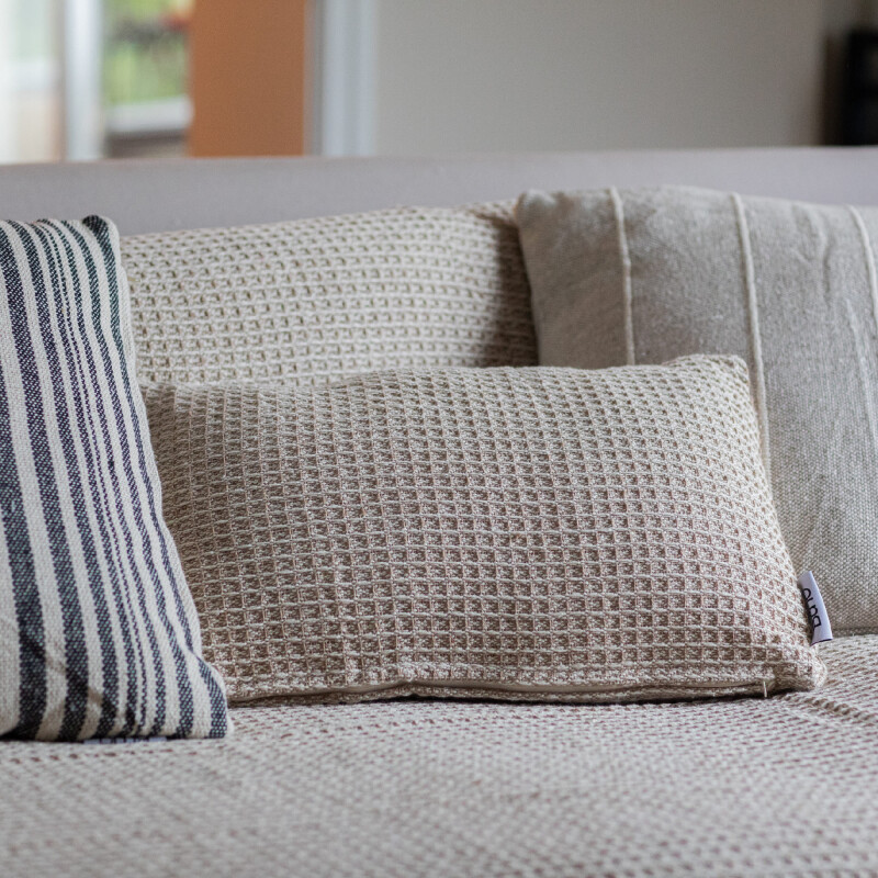 Funda de almohadón algodón 30x50cm Beige Waffle