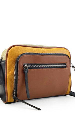 CARTERA ESPARTA CARAMELO, MOSTAZA, SALVIA Y NEGRO