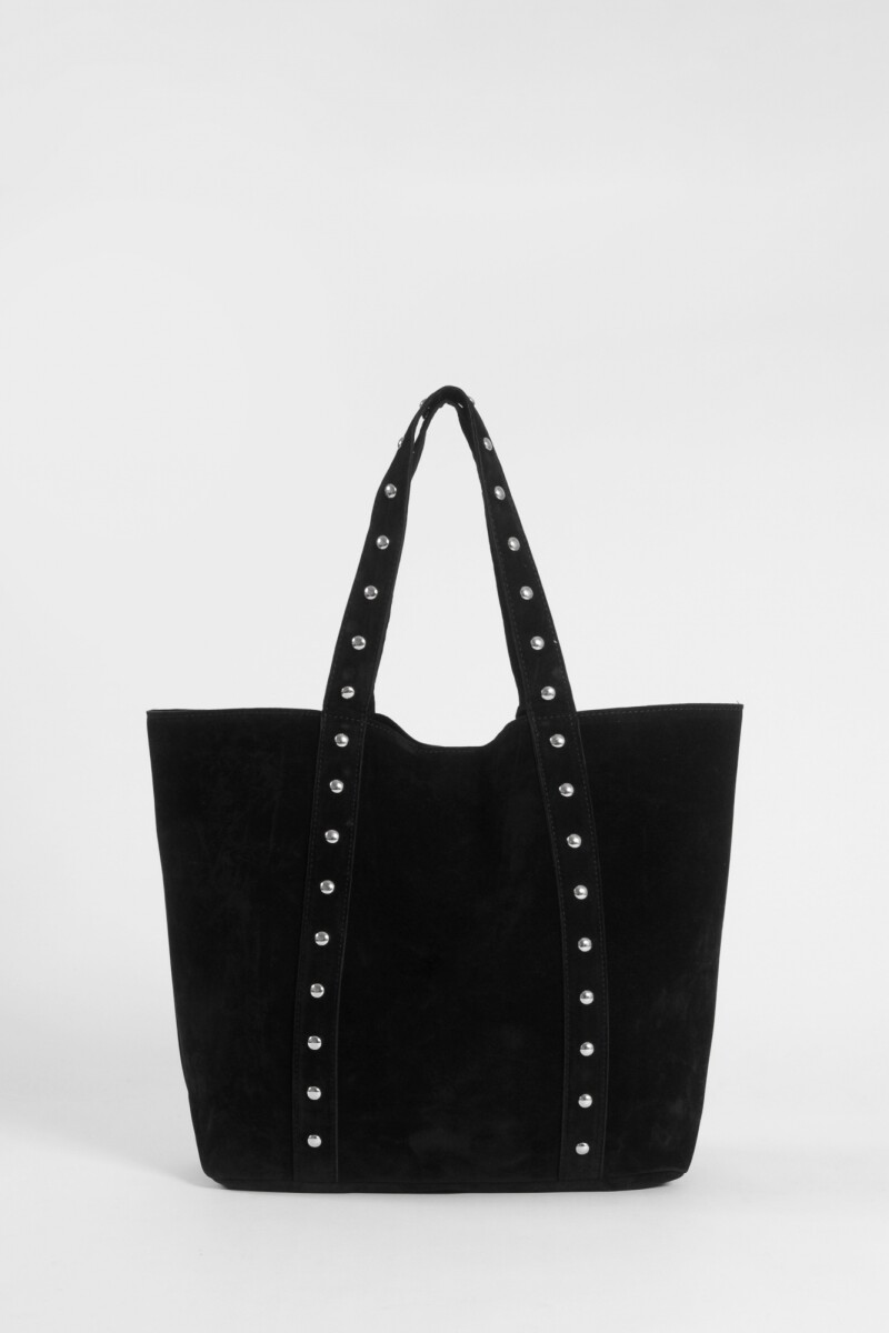 Shopper suede con tachas negro