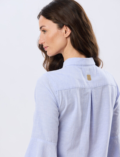 CAMISA DE LINO CON VOLADOS Lavanda