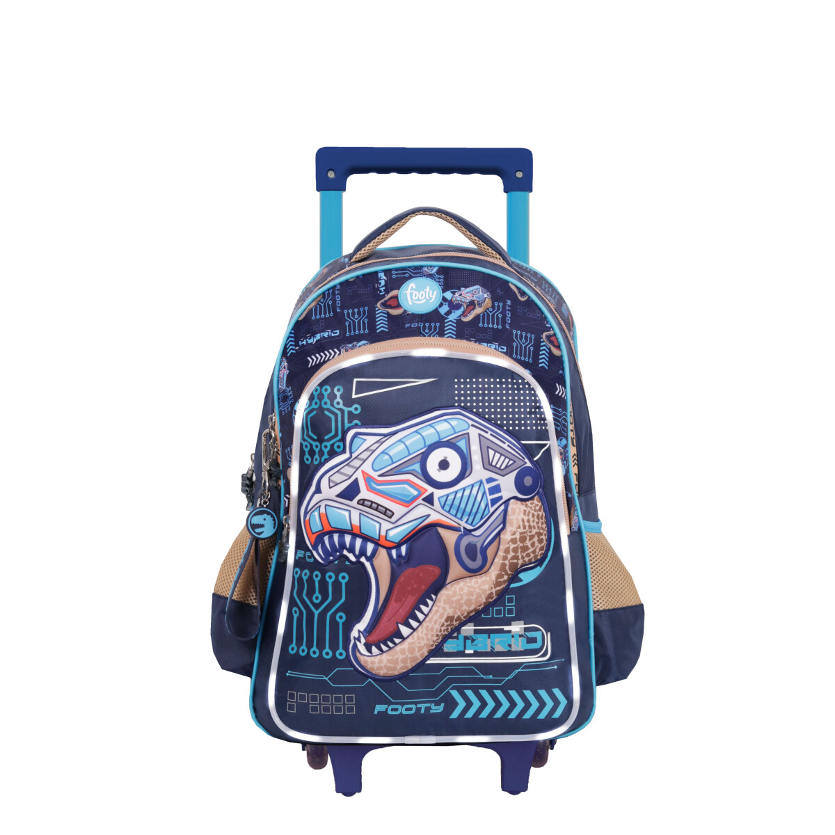 Mochila Footy Hybrid con Carro y Luz Led - Azul Marino - Marrón 