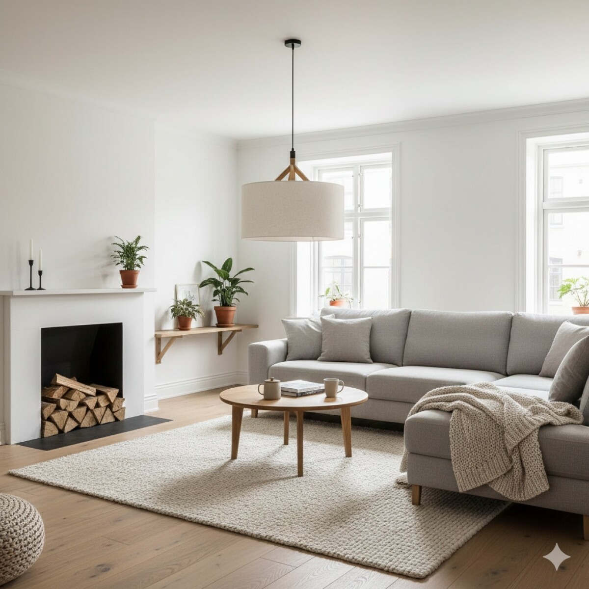 Colgante pantalla de tela natural y detalles en madera 56cm 