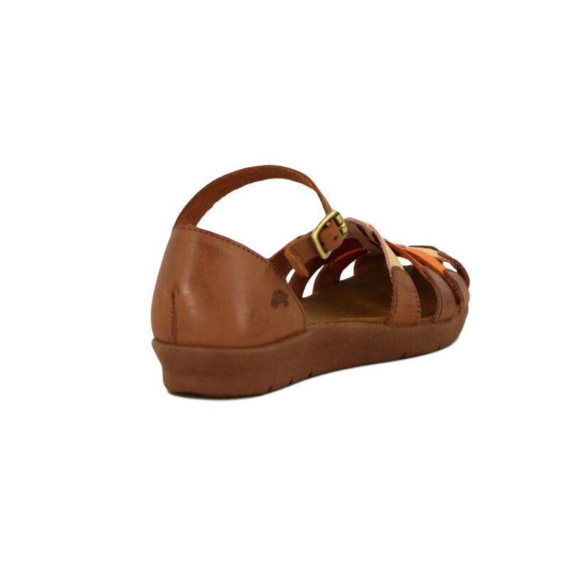 Country Sandalia C/talon Cuero Y Capellada Tiras Cuero Telha-mix