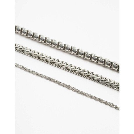 Set De Pulseras Flexibles Plateado Rodio
