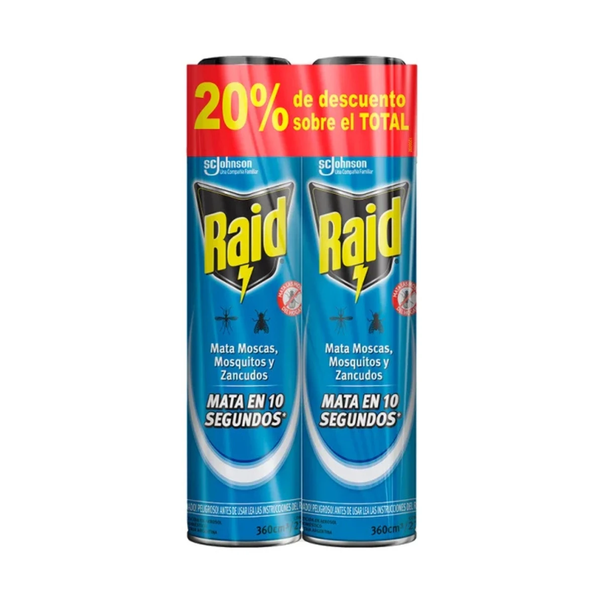 Pack 2 Insecticida Raid Aerosol Moscas Mosquitos Zancudos 