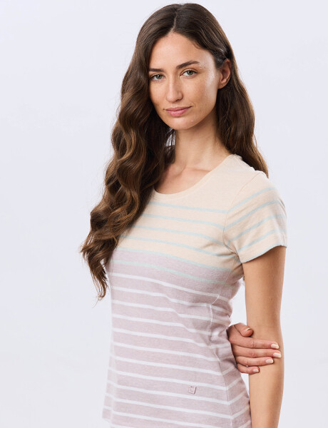REMERA RAYADA DE ALGODÓN Lila