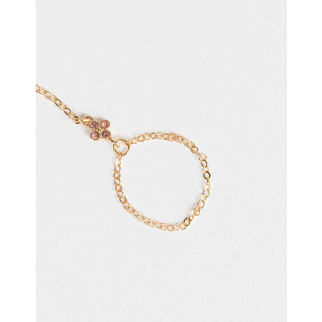 Pulsera Flexible Con Anillo Unido Dorado