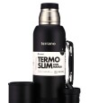 Termo Slim 750Ml. Con Base Silicona Negro Opaco
