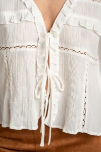 Blusa Encajes Algodón Nácar