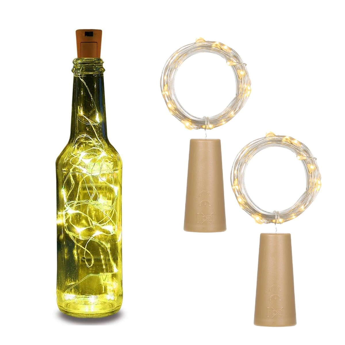 Set x2 Guirnalda 2M Corcho Botella Vino Decoracion Pilas 