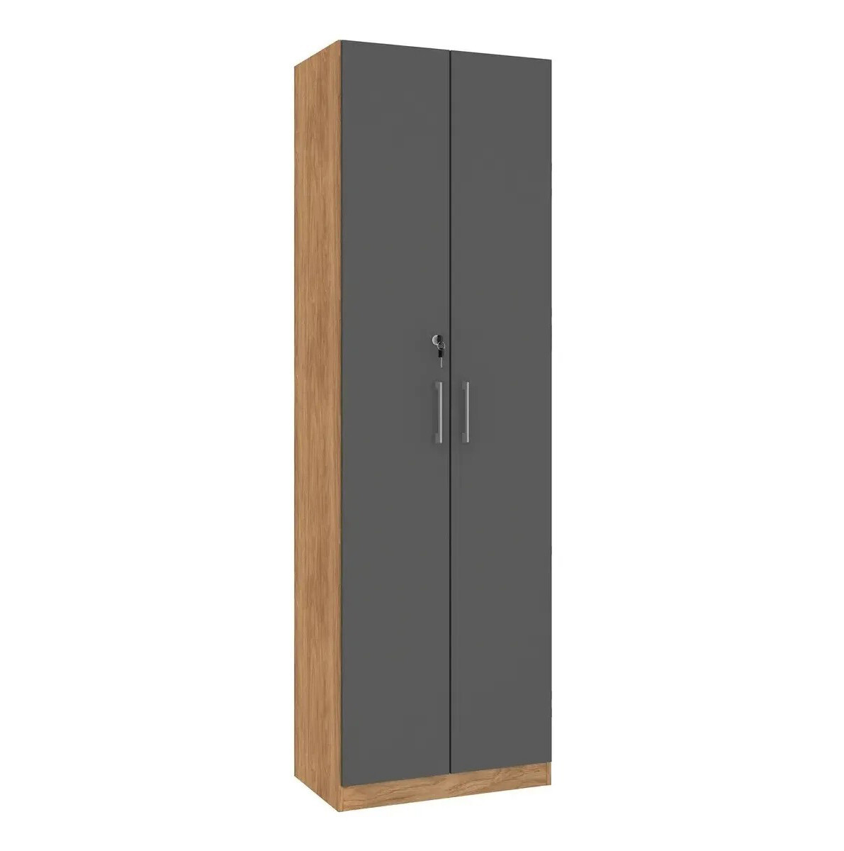 ROPERO 2 PUERTAS GUARDARROPA ARMARIO PLACARD CLOSET MULTIUSO CON LLAVE - GRIS - MARRÓN 