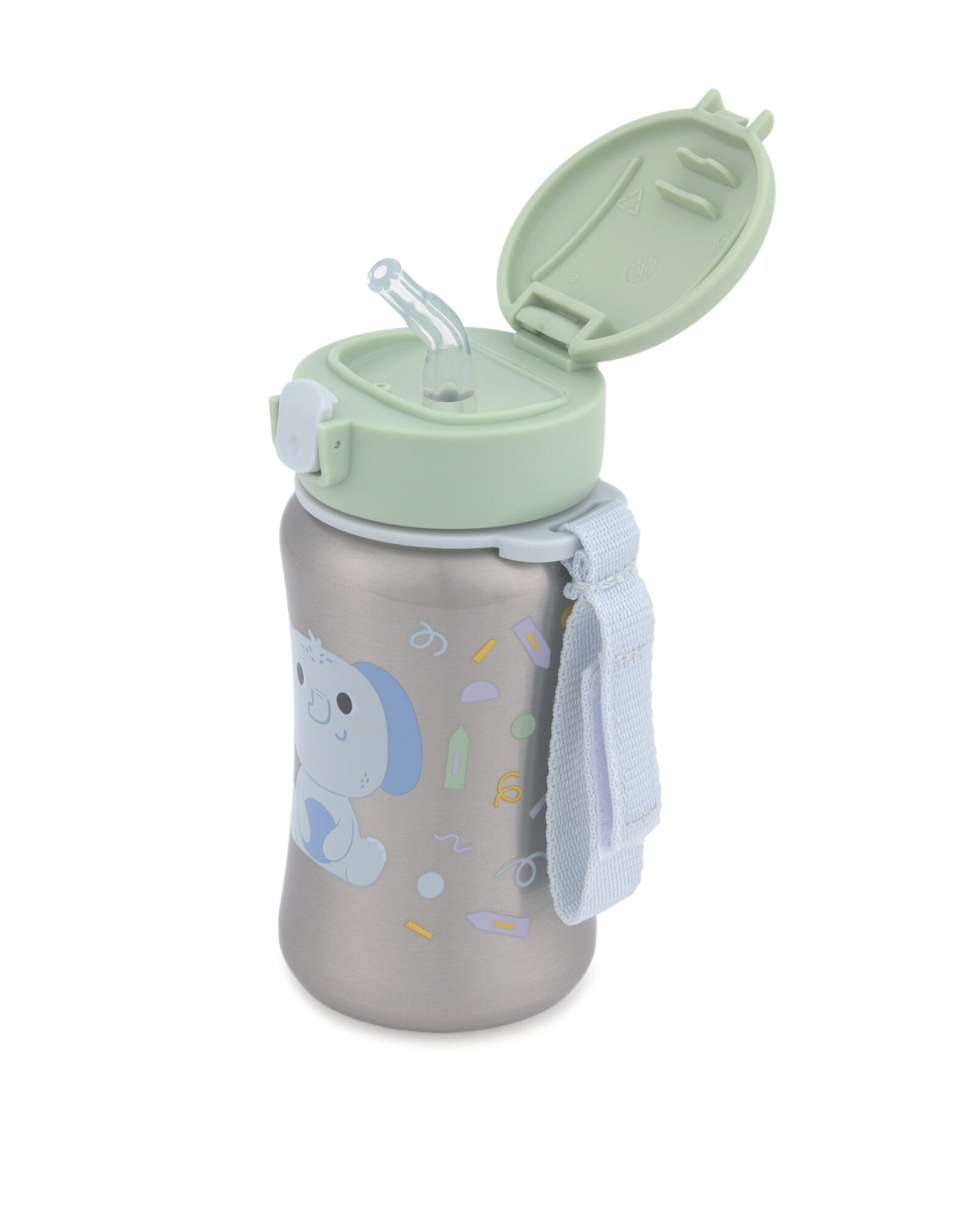 Botella de acero inoxidable con sorbito, diseño elefante Botella de acero inoxidable con sorbito, diseño elefante