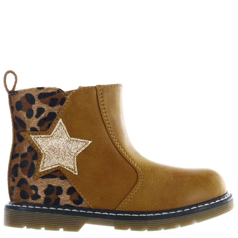 Bota de Niña Mini Miss Carol TOTI con detalle de estrella y animal print en talon Tan