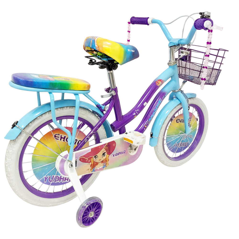 Bicicleta Rodado 20 Multicolor Canasto y silla trasera Violeta