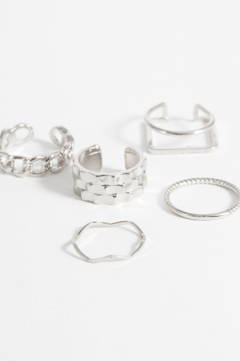 Set anillos metalicos plateado