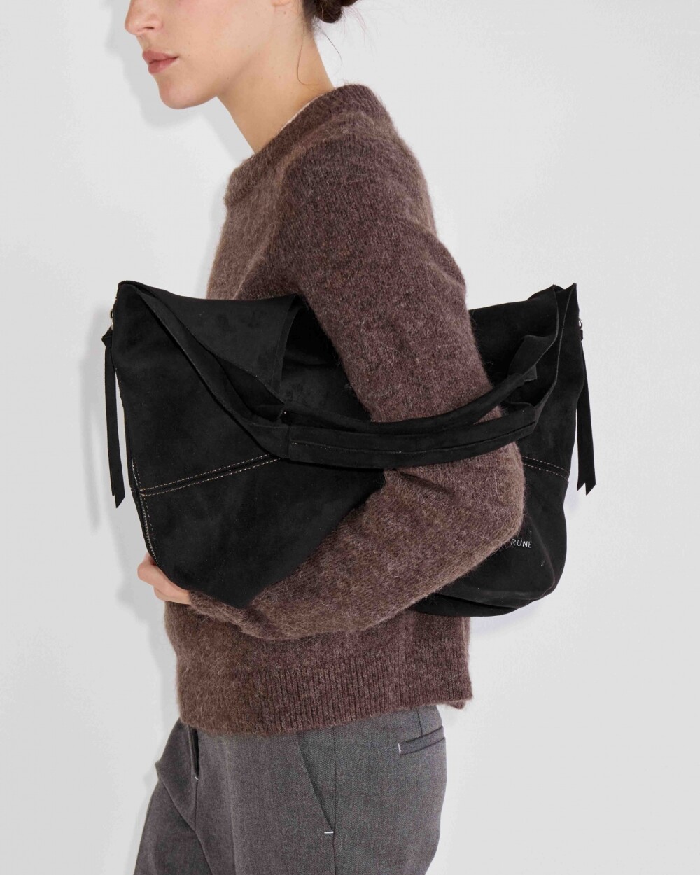 Shopper Amalfi en efecto gamuza Negro