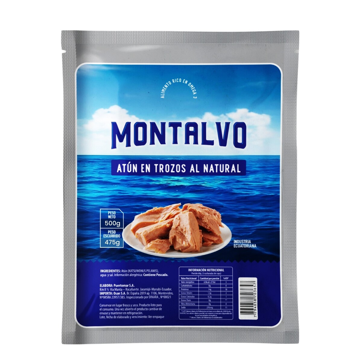 Trozos de Atun al Natural Montalvo - 500 Grs 