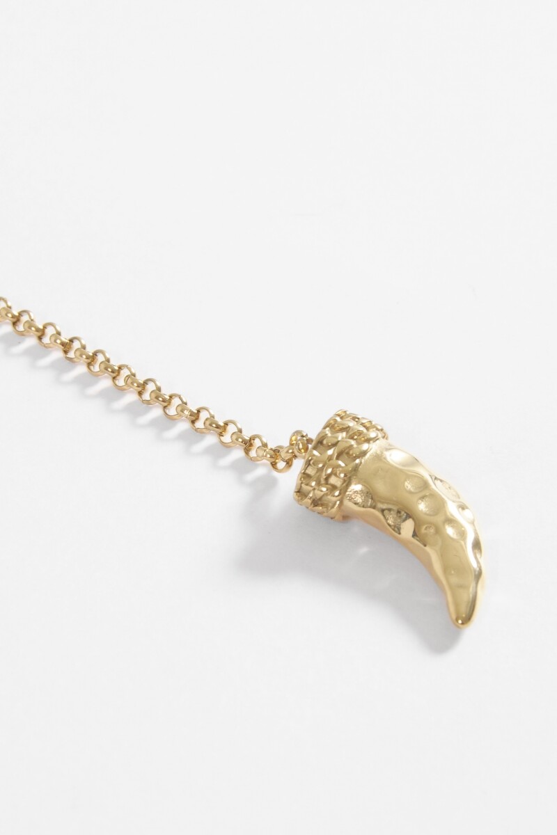 Collar cadena doble vuelta dije cuerno dorado
