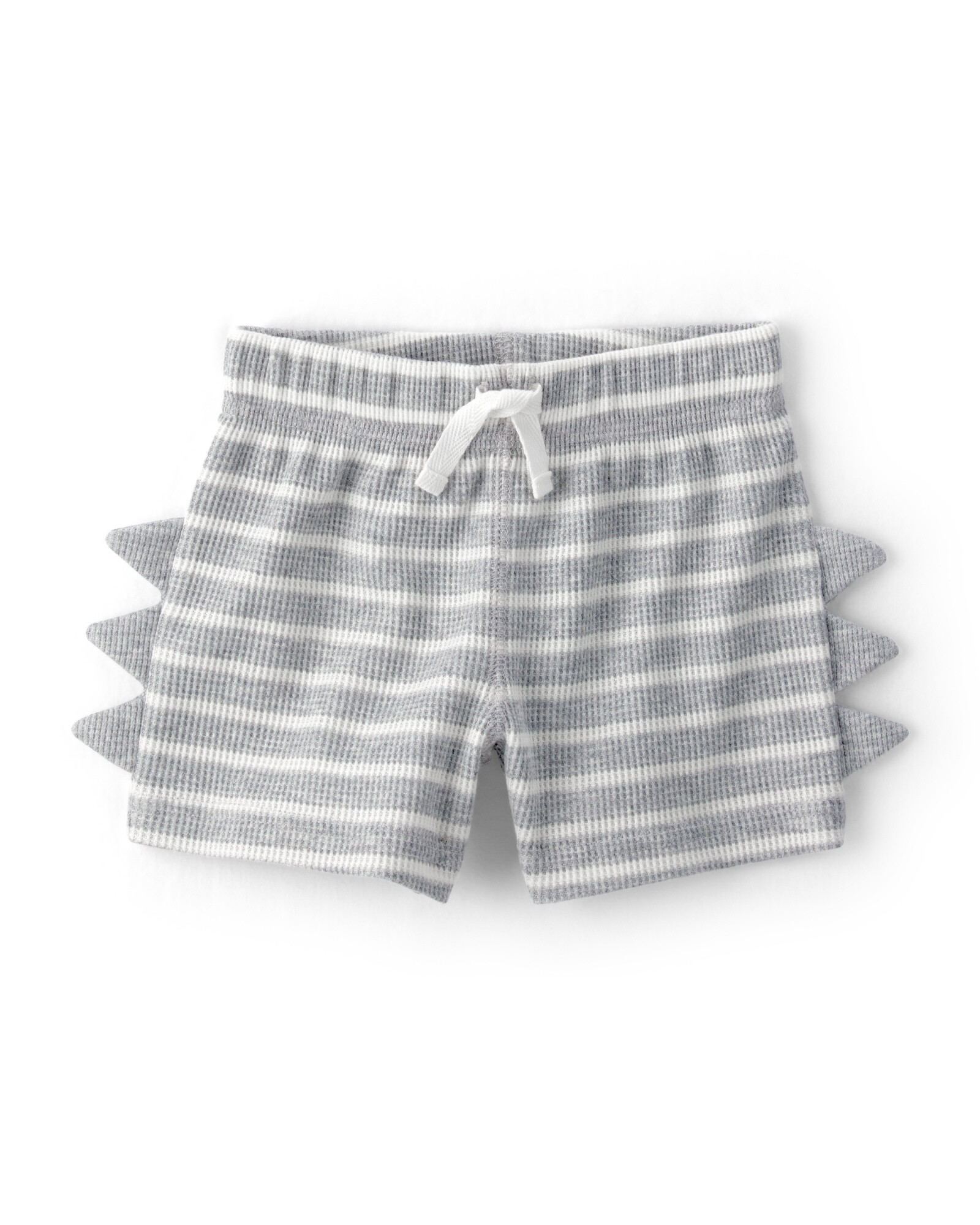 Set dos piezas de algodón térmico, short y body, gris, diseño a rayas con espinas de dino Sin color