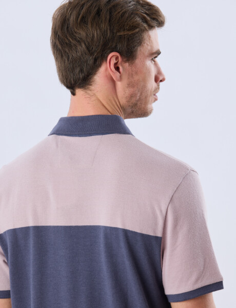 REMERA POLO RAYADA PIQUÉ Azul