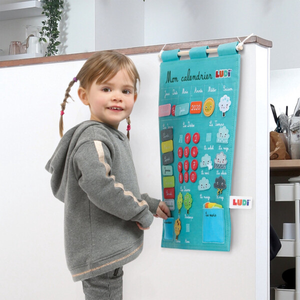 Calendario Educativo Infantil De Pared Tela Didactico Ludi Variante Color Azul
