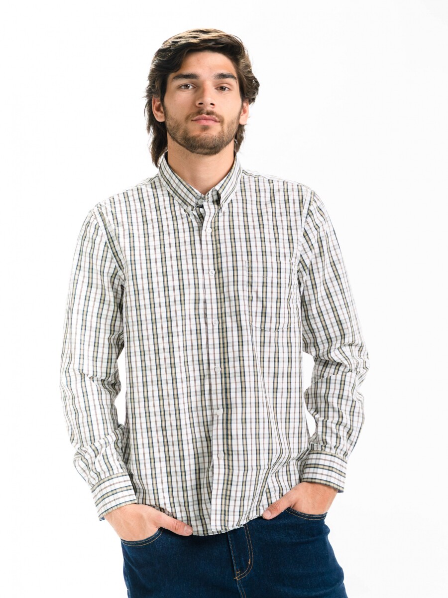 Camisa Cuadros Clasica C/Bolsillo Milan - BEIGE/ FANTASIA 3 