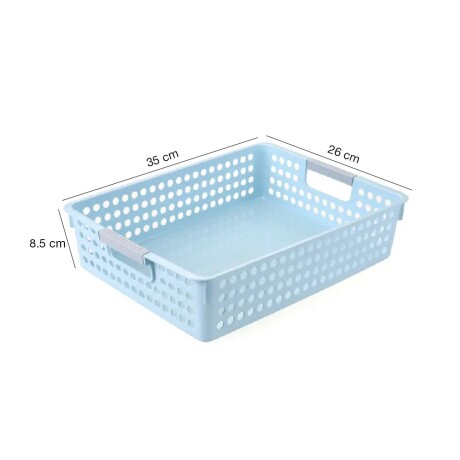 Caja Organizadora Baja Canasto Multiuso Grande en Plástico Celeste