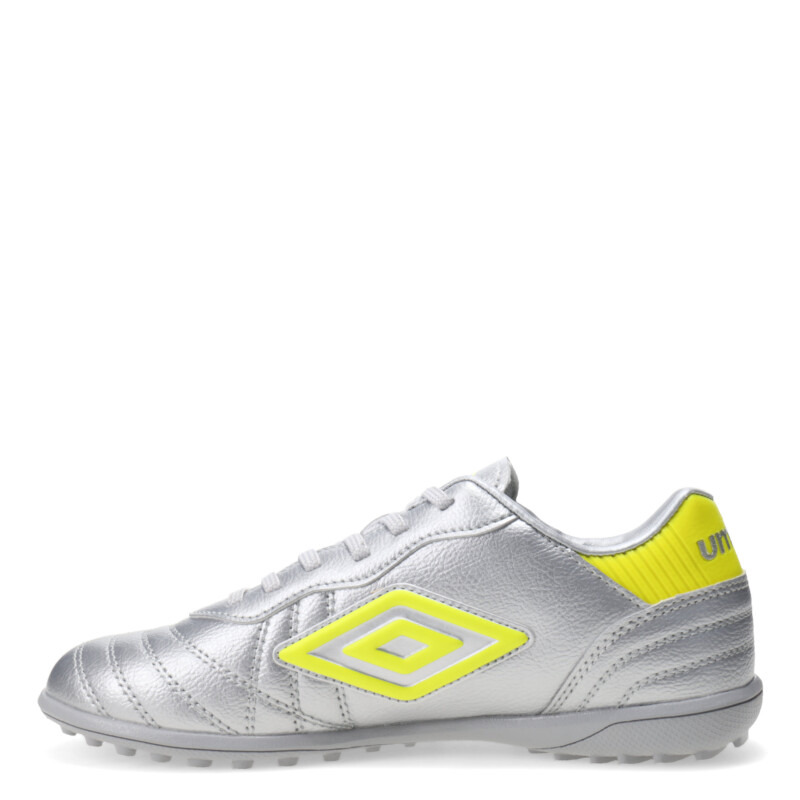 Championes de Fútbol 5 Infantiles Umbro Touch TF Plateado - Amarillo Fluor