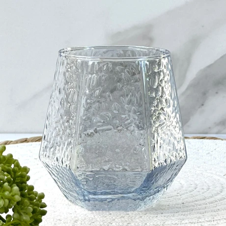 Juego De 6 Vasos Vidrio Facetado Azul 310ML Juego De 6 Vasos Vidrio Facetado Azul 310ML