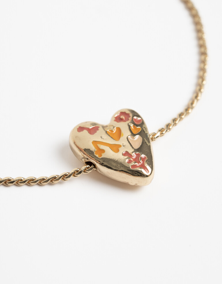 Pulseras Flexibles Metal Pulsera Flexible Dije Corazón - Dorado