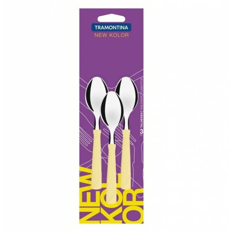 JUEGO 3 CUCHARAS TE NEW KOLOR CREMA - TRAMONTINA - 23167/330 JUEGO 3 CUCHARAS TE NEW KOLOR CREMA - TRAMONTINA - 23167/330