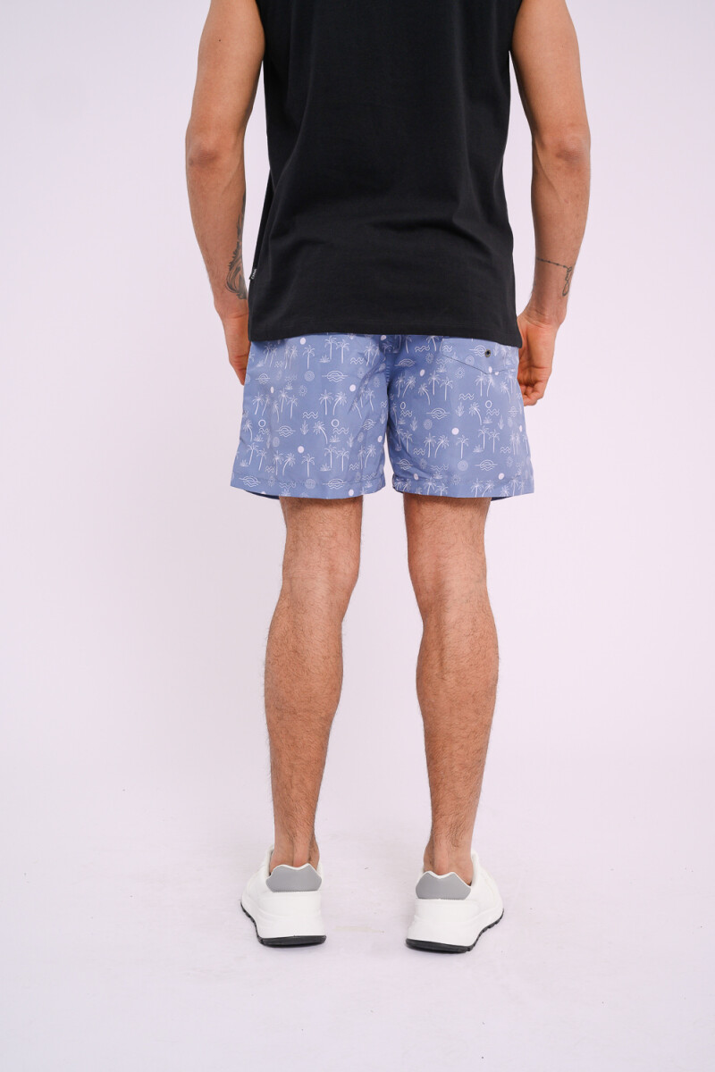 Short de baño estampado Celeste