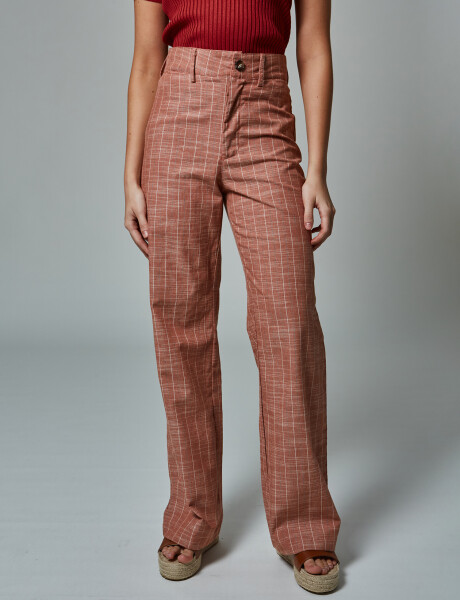 Pantalon lino ladrillo