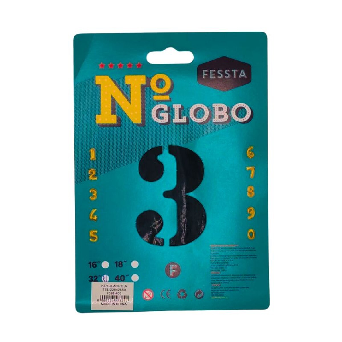 Globo Número Fessta 32" Negro - TRES 