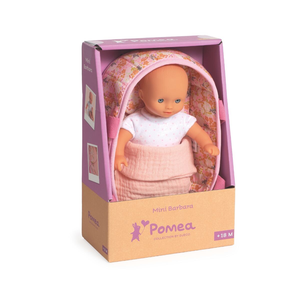 Set de muñeca bebe y moises Mini Pomea 20cm 