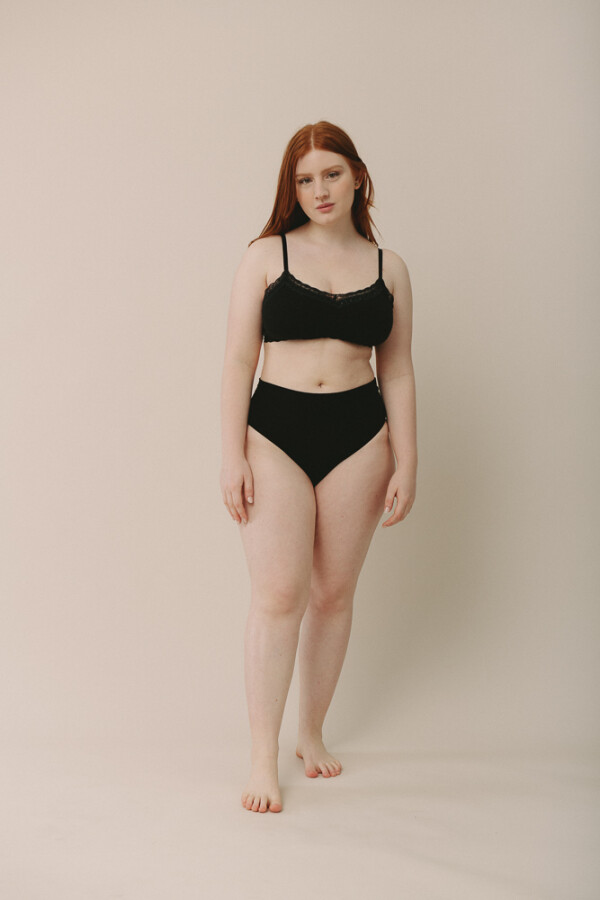 Culotte Gracia – Algodón suave con faja en cintura, calce delicado Negro