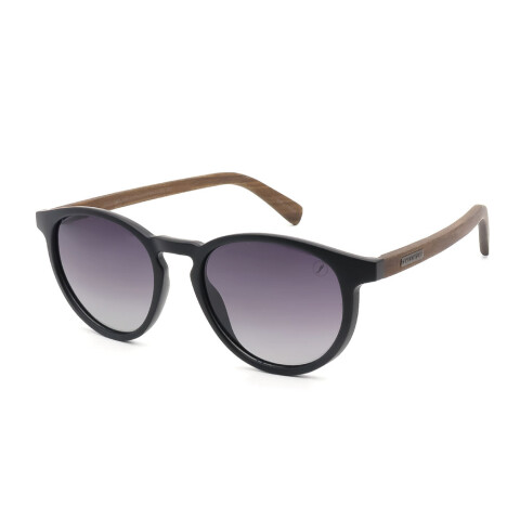 Lentes De Sol Bambu E Madeira Redondo - Unisex Gradiente/Negro