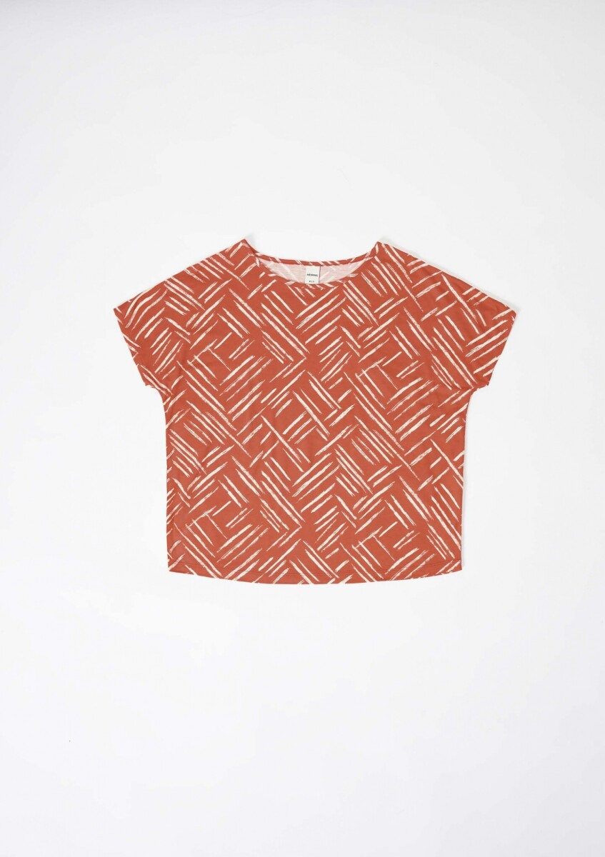 BLUSA ESTAMPADA DE MANGA CORTA - NARANJA 