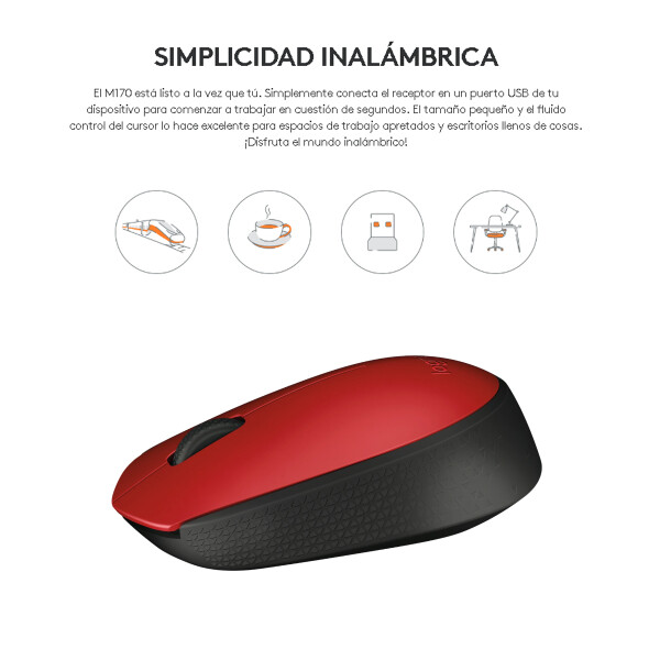 Mouse Inalámbricos Logitech M170 ROJO