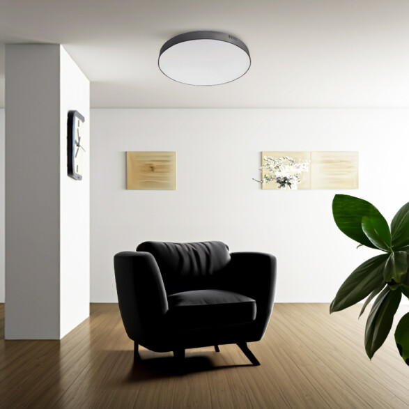Plafón LED redondo 15W negro, luz cálida Ø160mm NV2134