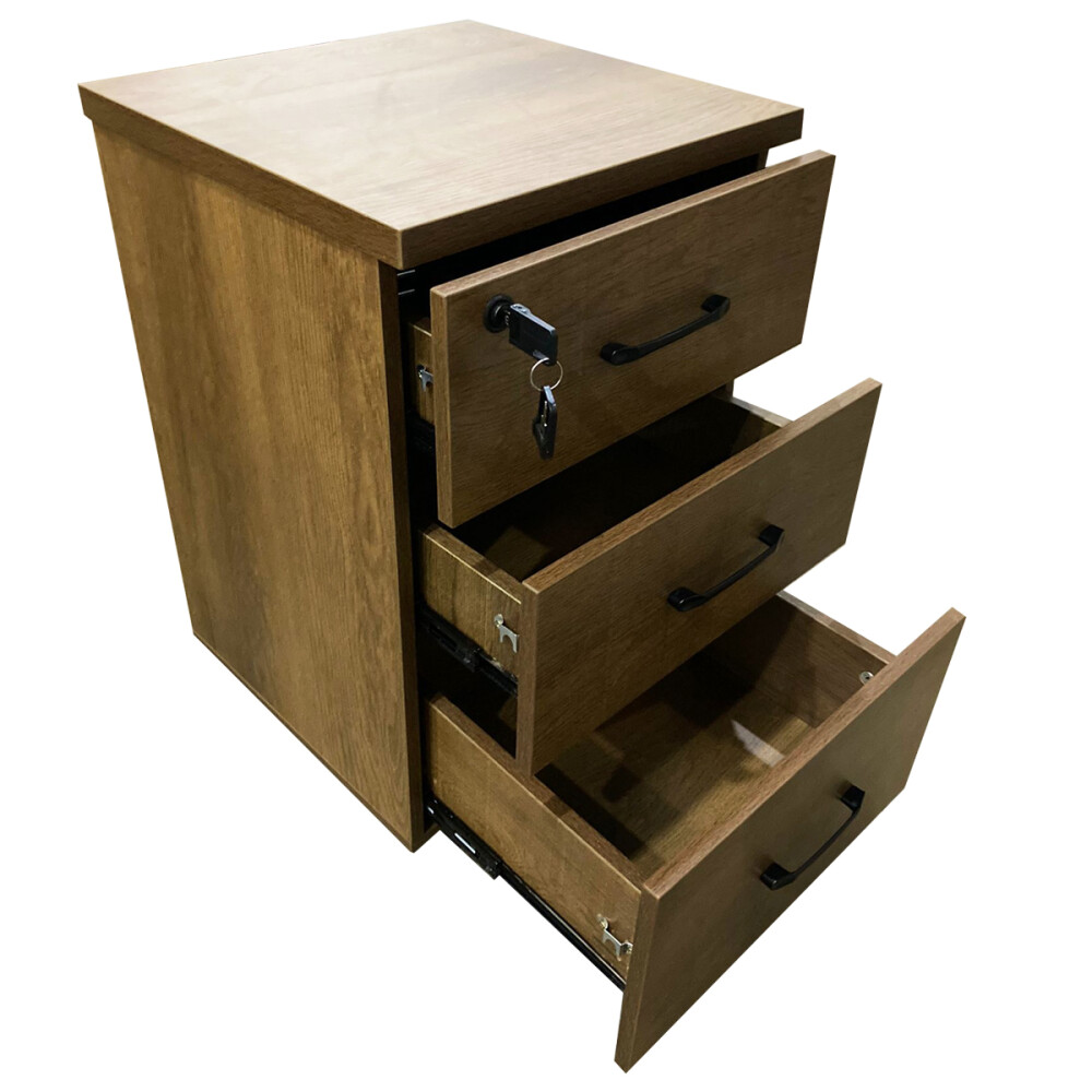 Cajonera con llave 3 Cajones Marrón