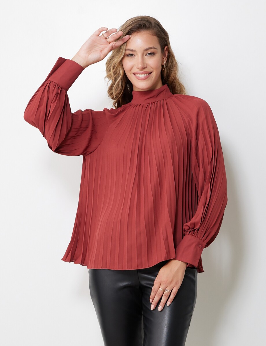 Blusa Plisada - Bordeaux 