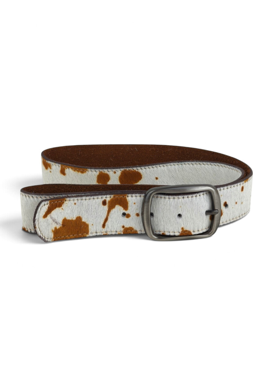 Cinto de Dama de Cuero con Pelo - Animal Print - Marrón 