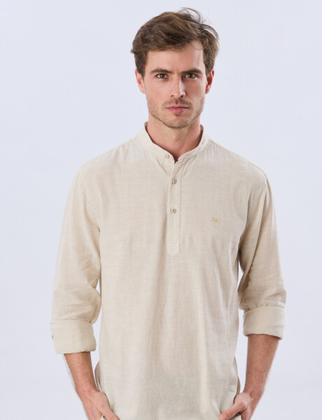 CAMISA LISA DE LINO CUELLO MAO Arena