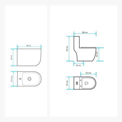Juego De Inodoro Con Mochila, Tapa Y Bidet Linea Bridal Marca Aqualia 000
